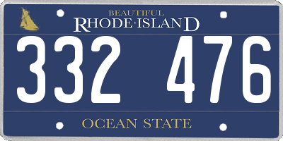 RI license plate 332476