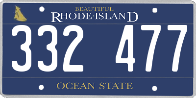 RI license plate 332477