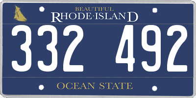 RI license plate 332492