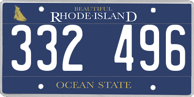 RI license plate 332496