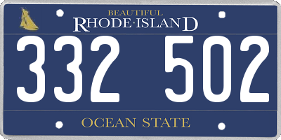 RI license plate 332502