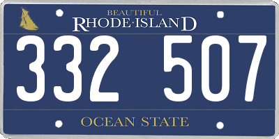 RI license plate 332507