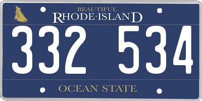 RI license plate 332534