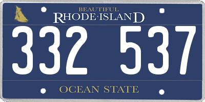 RI license plate 332537