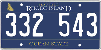 RI license plate 332543