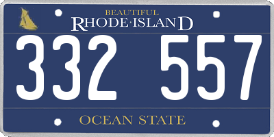 RI license plate 332557