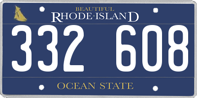 RI license plate 332608