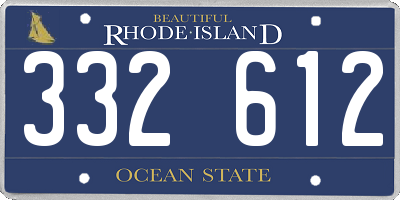 RI license plate 332612