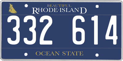 RI license plate 332614