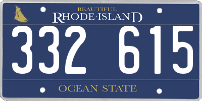 RI license plate 332615