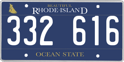RI license plate 332616