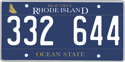 RI license plate 332644