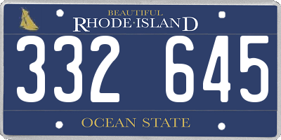 RI license plate 332645