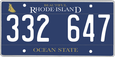 RI license plate 332647