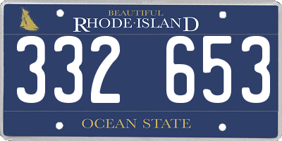 RI license plate 332653