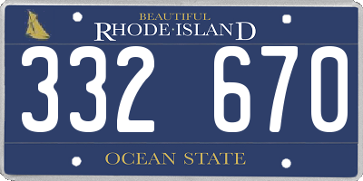 RI license plate 332670
