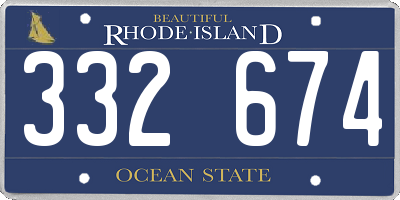RI license plate 332674