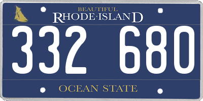 RI license plate 332680