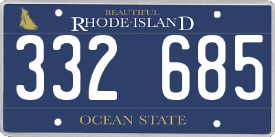 RI license plate 332685