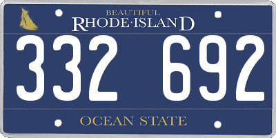 RI license plate 332692