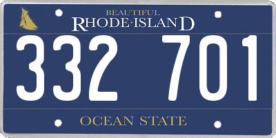 RI license plate 332701