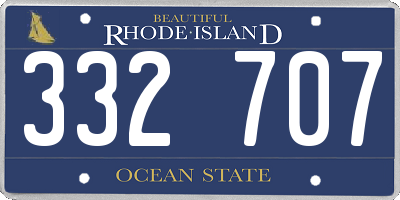 RI license plate 332707