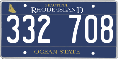 RI license plate 332708