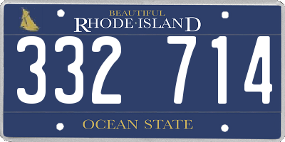 RI license plate 332714