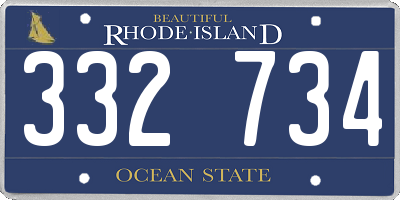 RI license plate 332734