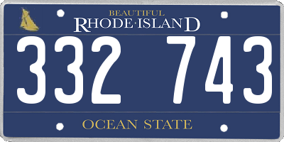 RI license plate 332743