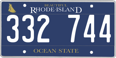 RI license plate 332744