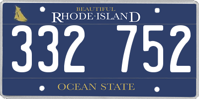 RI license plate 332752