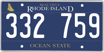 RI license plate 332759