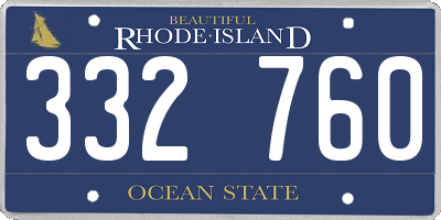 RI license plate 332760