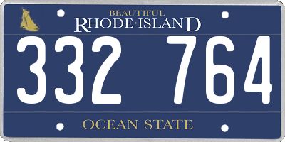 RI license plate 332764
