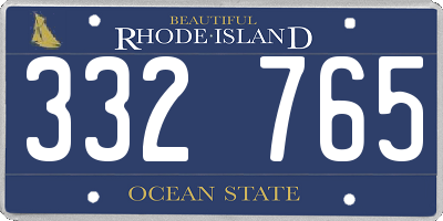 RI license plate 332765