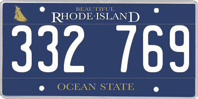 RI license plate 332769