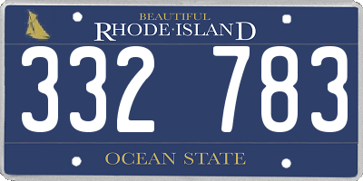 RI license plate 332783