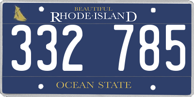 RI license plate 332785
