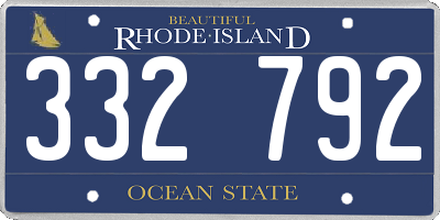 RI license plate 332792