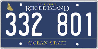 RI license plate 332801
