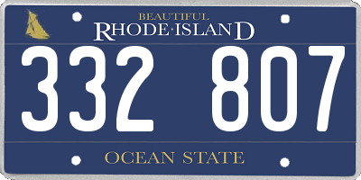 RI license plate 332807