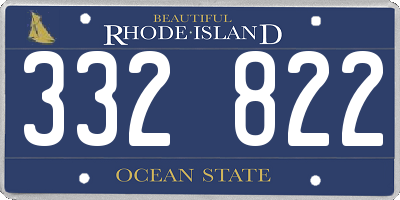 RI license plate 332822