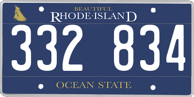 RI license plate 332834