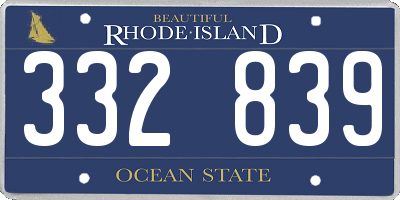 RI license plate 332839