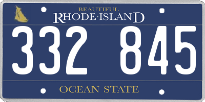 RI license plate 332845