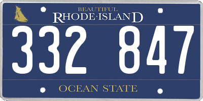 RI license plate 332847