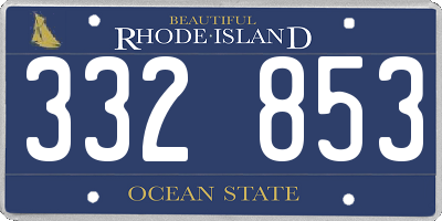 RI license plate 332853
