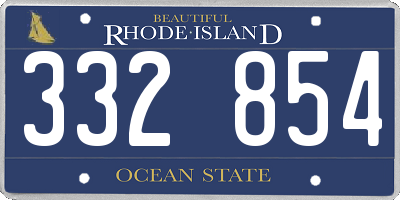 RI license plate 332854