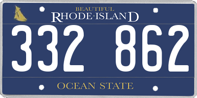 RI license plate 332862